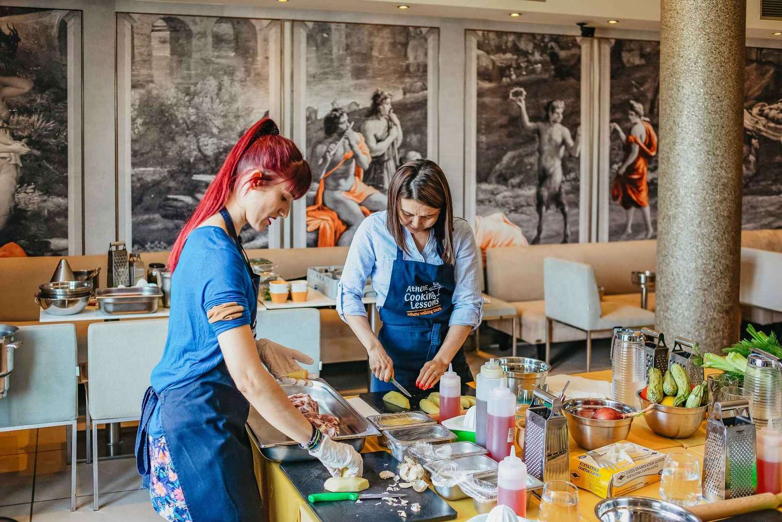 Ateny: Lekcja gotowania kuchni greckiej i 3-daniowa kolacja